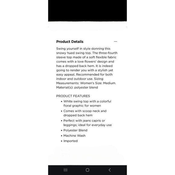 Floral Pattern Womens 3/4 Sleeve Top By Mccc Sportswear Size Large Multicolored - Picture 7 of 7